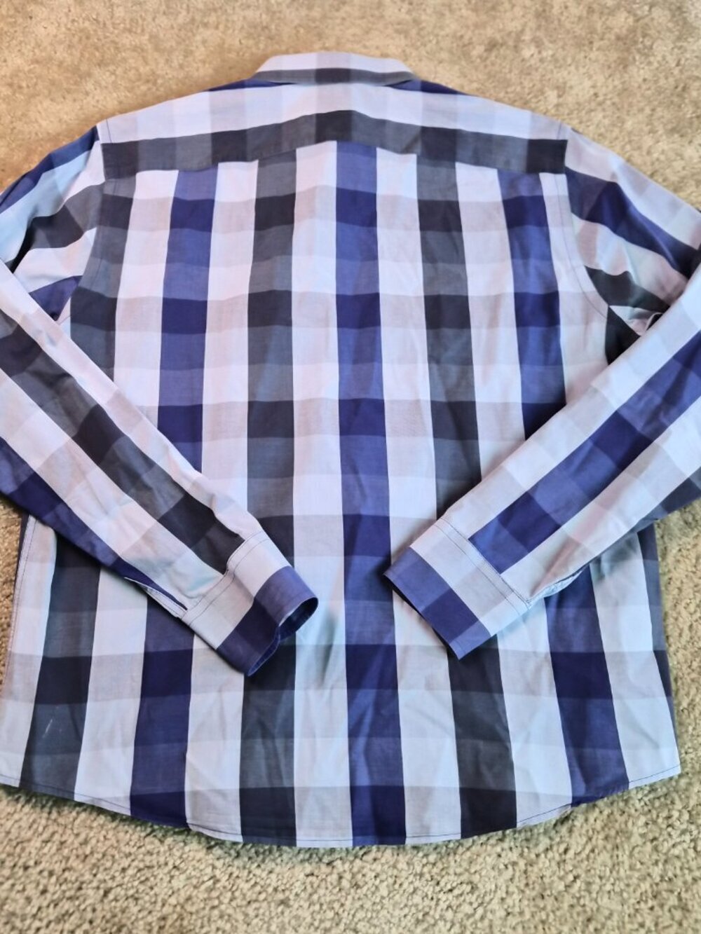 UNTUCKit Long Sleeve Button Shirt Mens Medium Slim Fit Blue Purple Plaid G005 - Picture 6 of 11